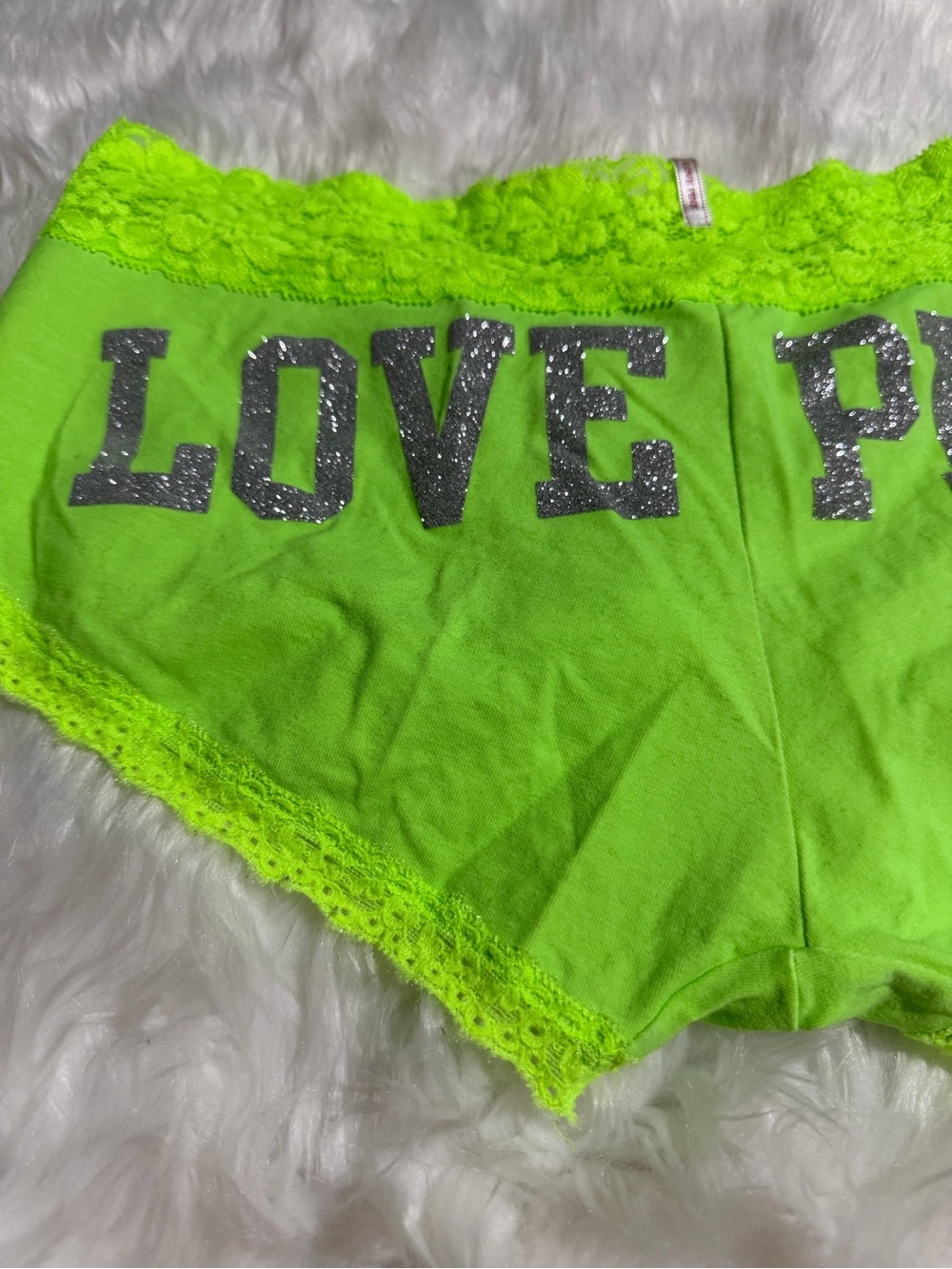 Vintage PINK neon Lime Lace-Trim Boyshorts